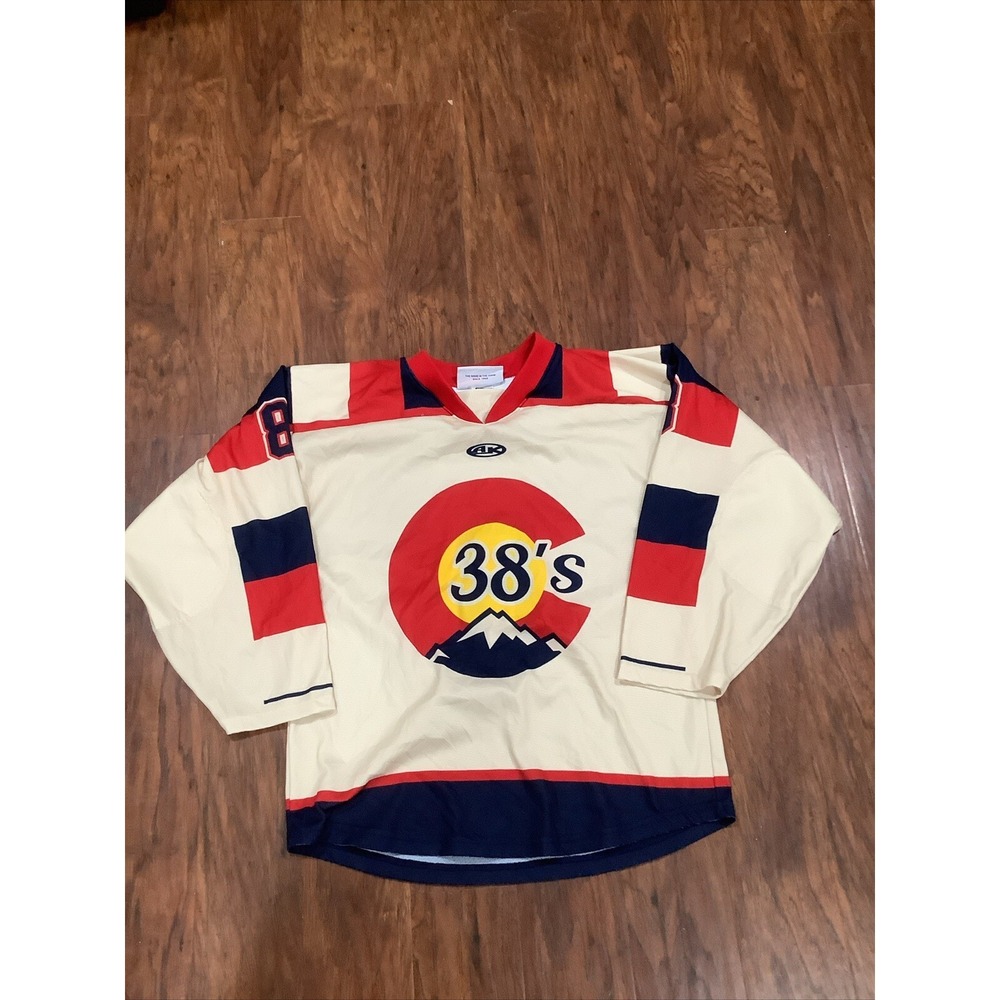COLORADO 38s Ice Hockey Away Game Jersey Small Athletic Knit striped team #8